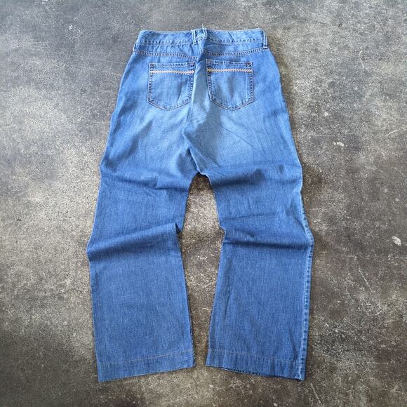 Eddie Bauer Wide Leg Jeans Womens 4 Blue Pants Flare Faded Denim Lightweight - Picture 3 of 8